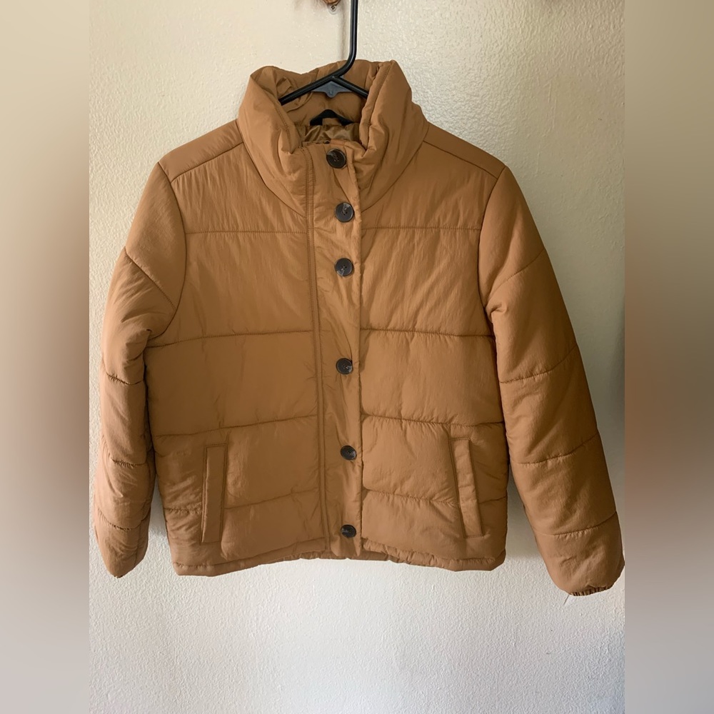 Free Assembly Lightweight Puffer Tan Jacket